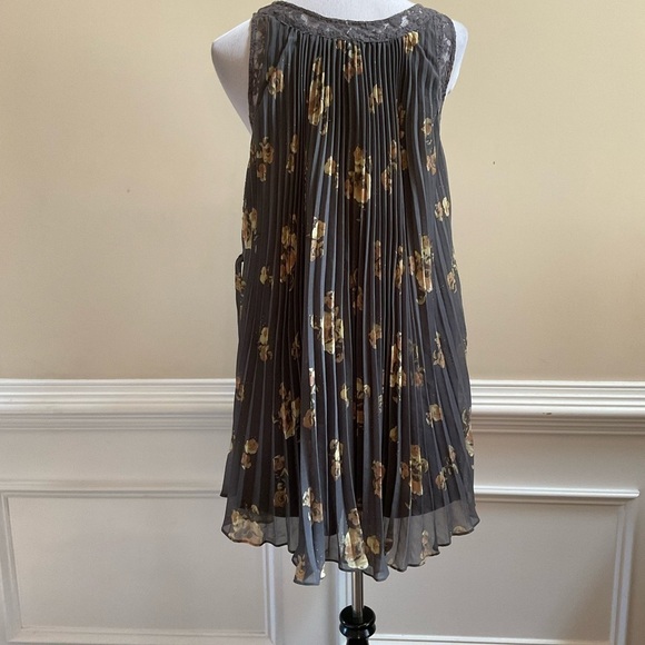 Free People Sleeveless Pleated Tent Dress Mocha Combo Size Small - Picture 4 of 9